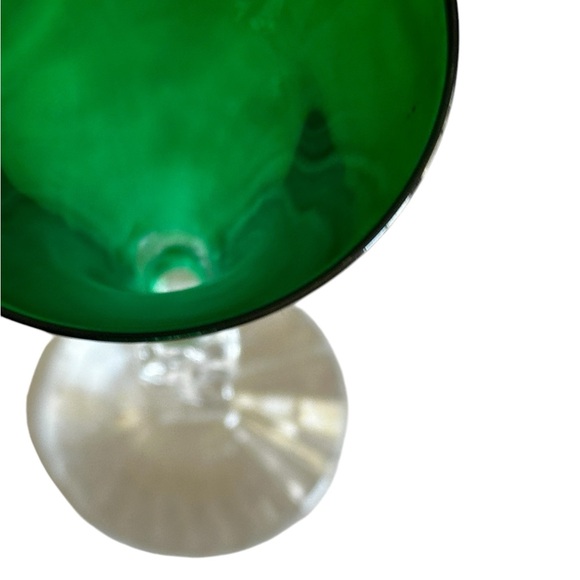 CRISTAL D”ARQUES 2GREEN CHAMPAGNE FLUTES NOEL HOLIDAY CHRISTMAS - Picture 3 of 13